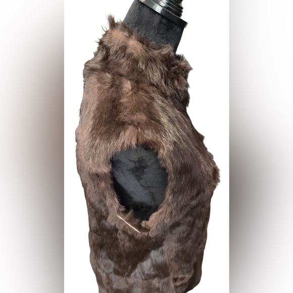 Hilary Radley Brown 100% Rabbit Fur Zip Vest - Size 4 - Picture 5 of 16